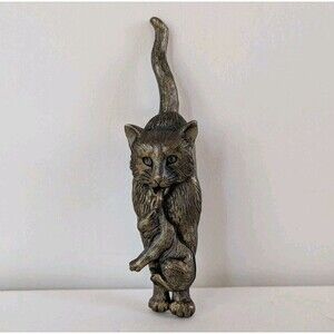 EUC Vintage 80's Signed JJ Jonette Pewter Cat And Kitten Dangle Brooch Pin